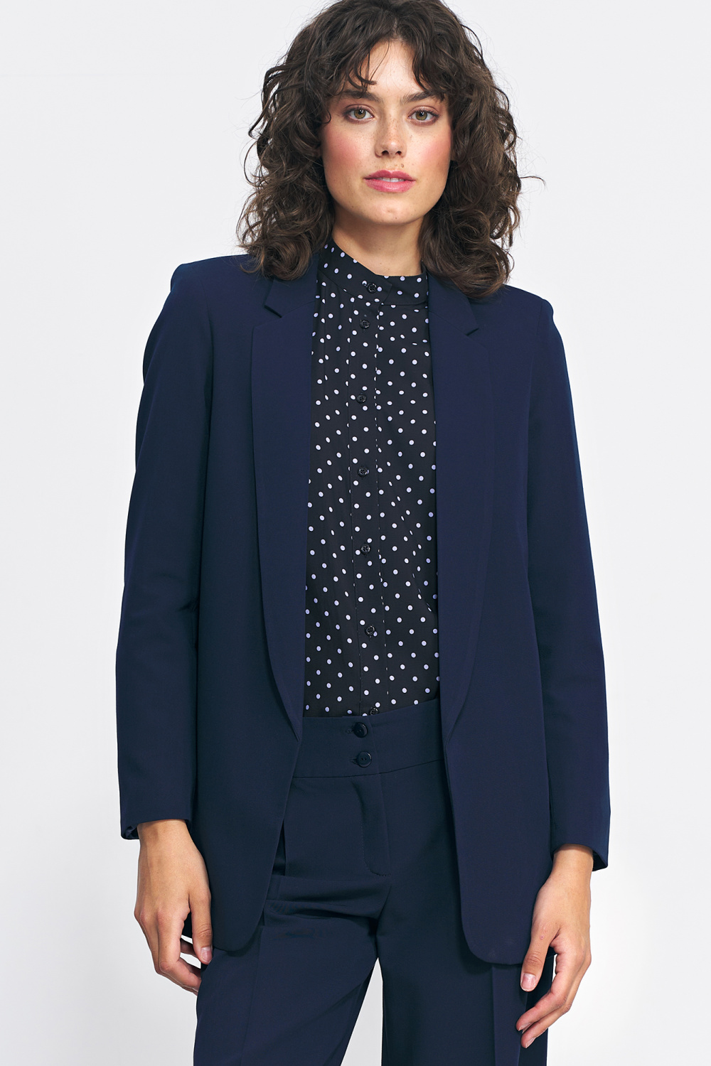 Klasyczna niezapinana granatowa marynarka Z74 Navy - Nife216874 - Granatowy