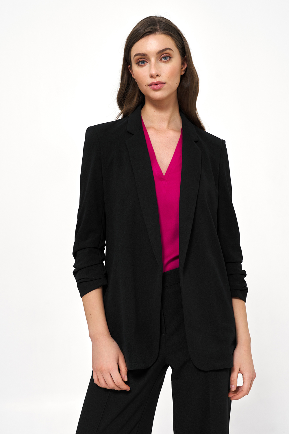 Czarna marynarka bez zapięcia Z58 Black - Nife216881 - Czarny