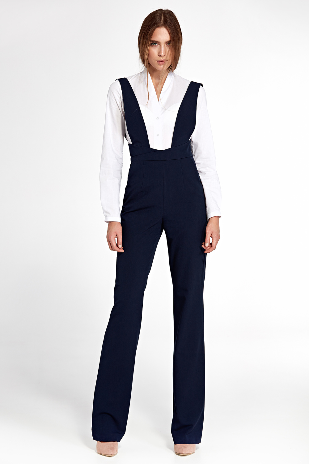Granatowy kombinezon z szelkami KM19 Navy - Nife216889 - Granatowy
