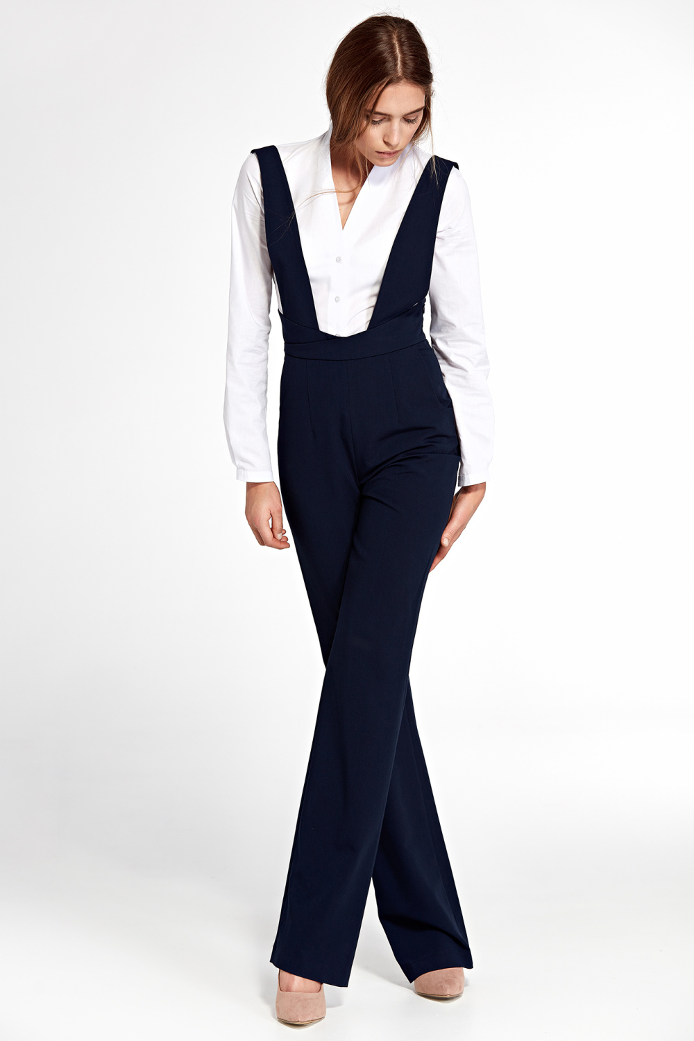 Granatowy kombinezon z szelkami KM19 Navy - Nife216889 - Granatowy - obrazek 4