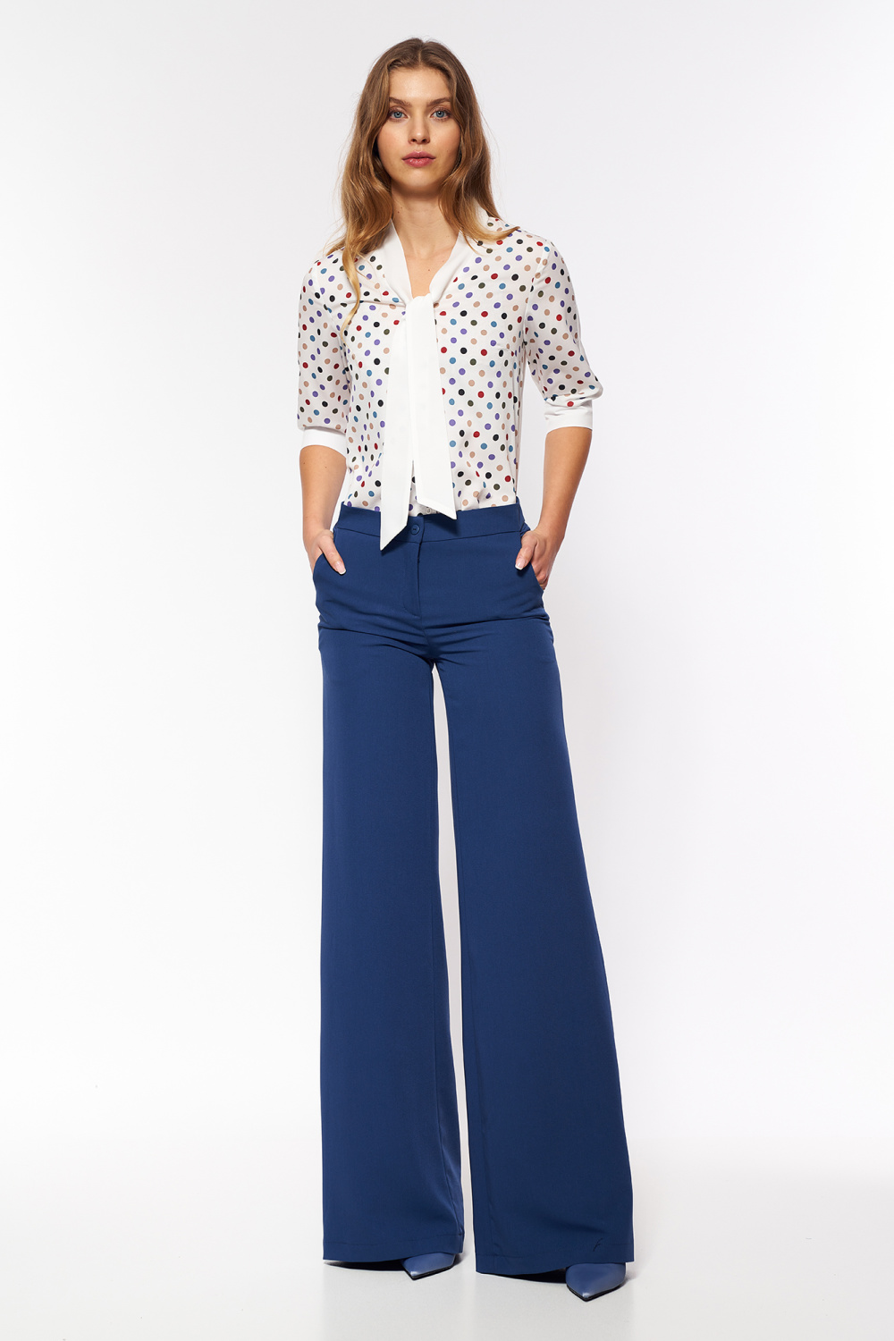 Spodnie Kobaltowe spodnie palazzo SD95 Cobalt - Nife216894 - Niebieski