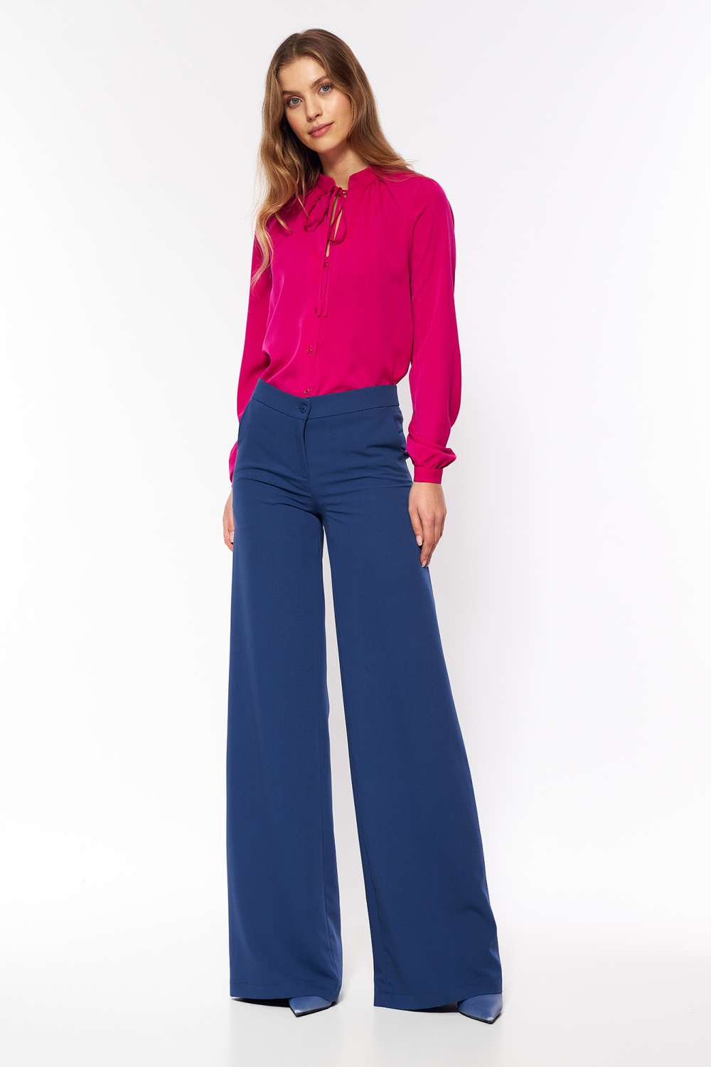 Spodnie Kobaltowe spodnie palazzo SD95 Cobalt - Nife216894 - Niebieski - obrazek 4