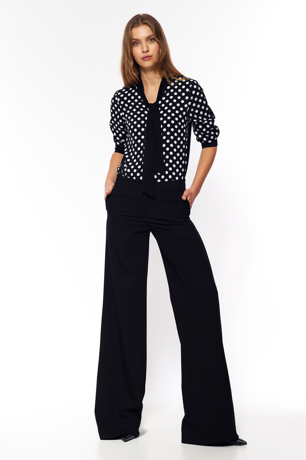 Spodnie Czarne spodnie palazzo SD95 Black - Nife216895 - Czarny