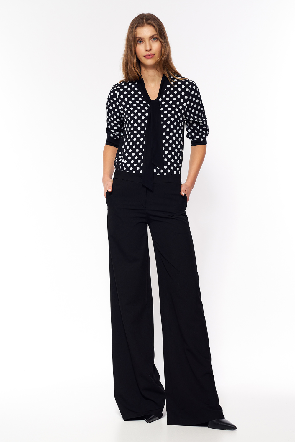 Spodnie Czarne spodnie palazzo SD95 Black - Nife216895 - Czarny - obrazek 4