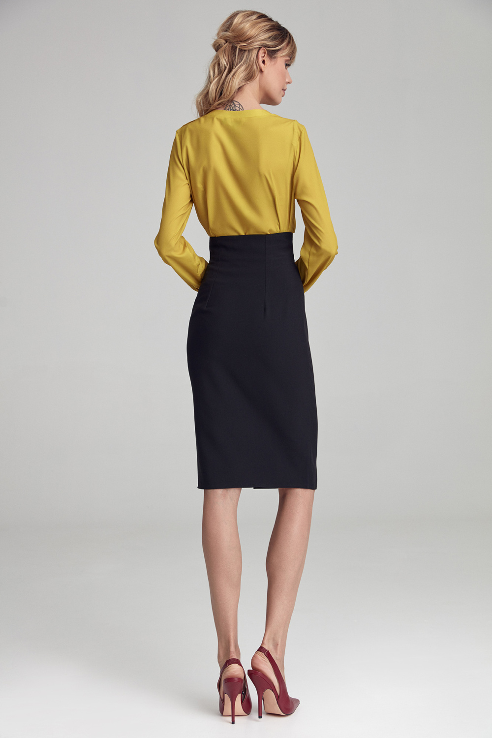 Spódnica Czarna spódnica z wysokim stanem SP79 Black - Nife216897 - Czarny - obrazek 2