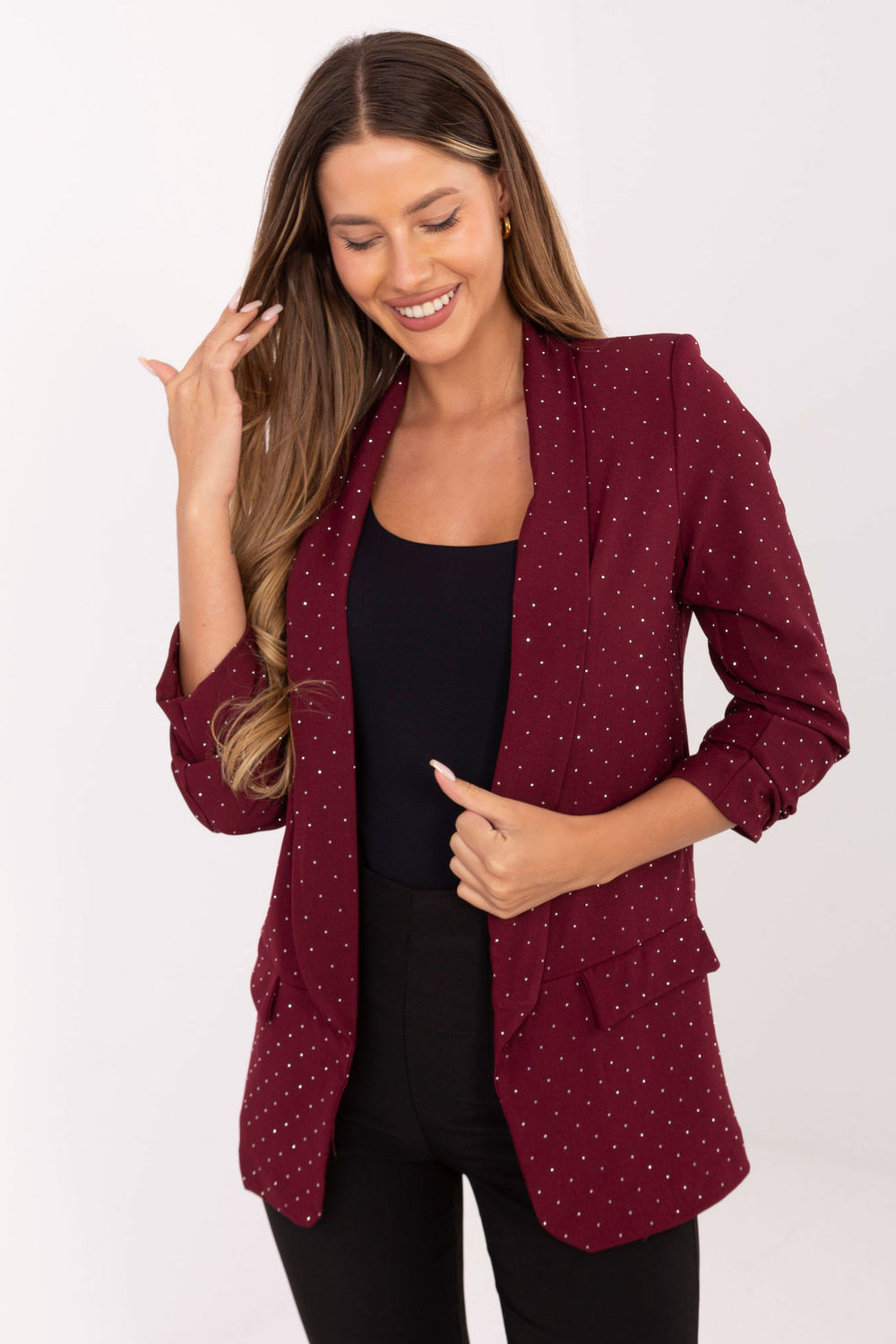 Marynarka Model IT-MA-7684.81 Bordo - Italy Moda217018 - Czerwony