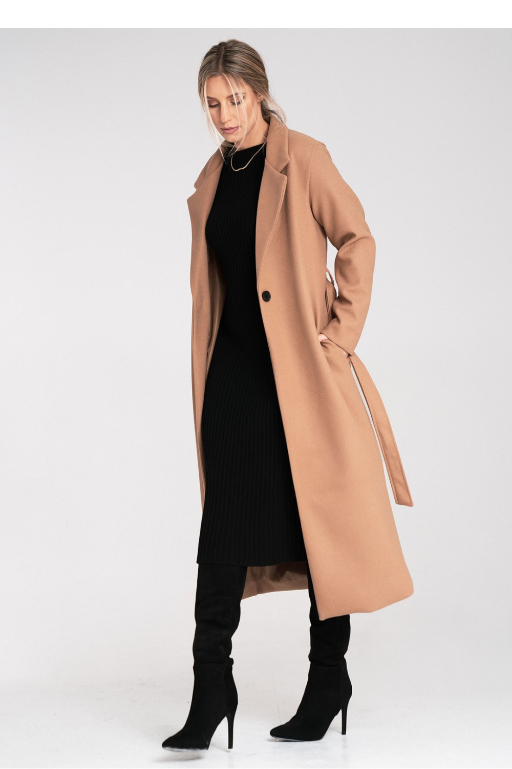 Płaszcz Damski Model M1114 Beige - Figl217100 - Beżowy - obrazek 4