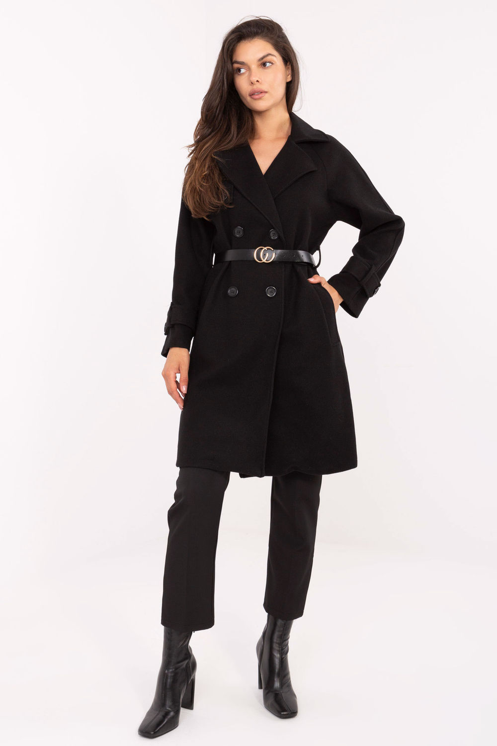 Płaszcz Damski Model IT-PL-FL5712.84 Black - Rue Paris217138 - Czarny
