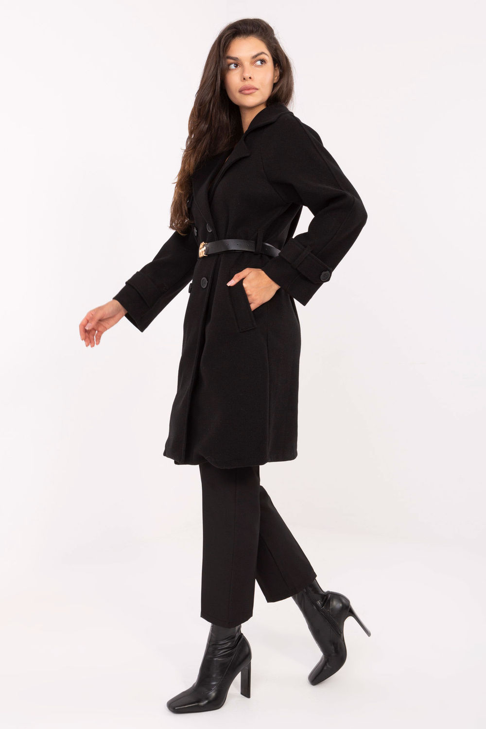 Płaszcz Damski Model IT-PL-FL5712.84 Black - Rue Paris217138 - Czarny - obrazek 2