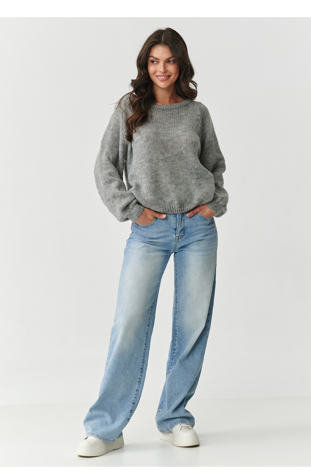 Sweter Damski Model S168 Grey Melange - Makadamia217391 - Szary - obrazek 2