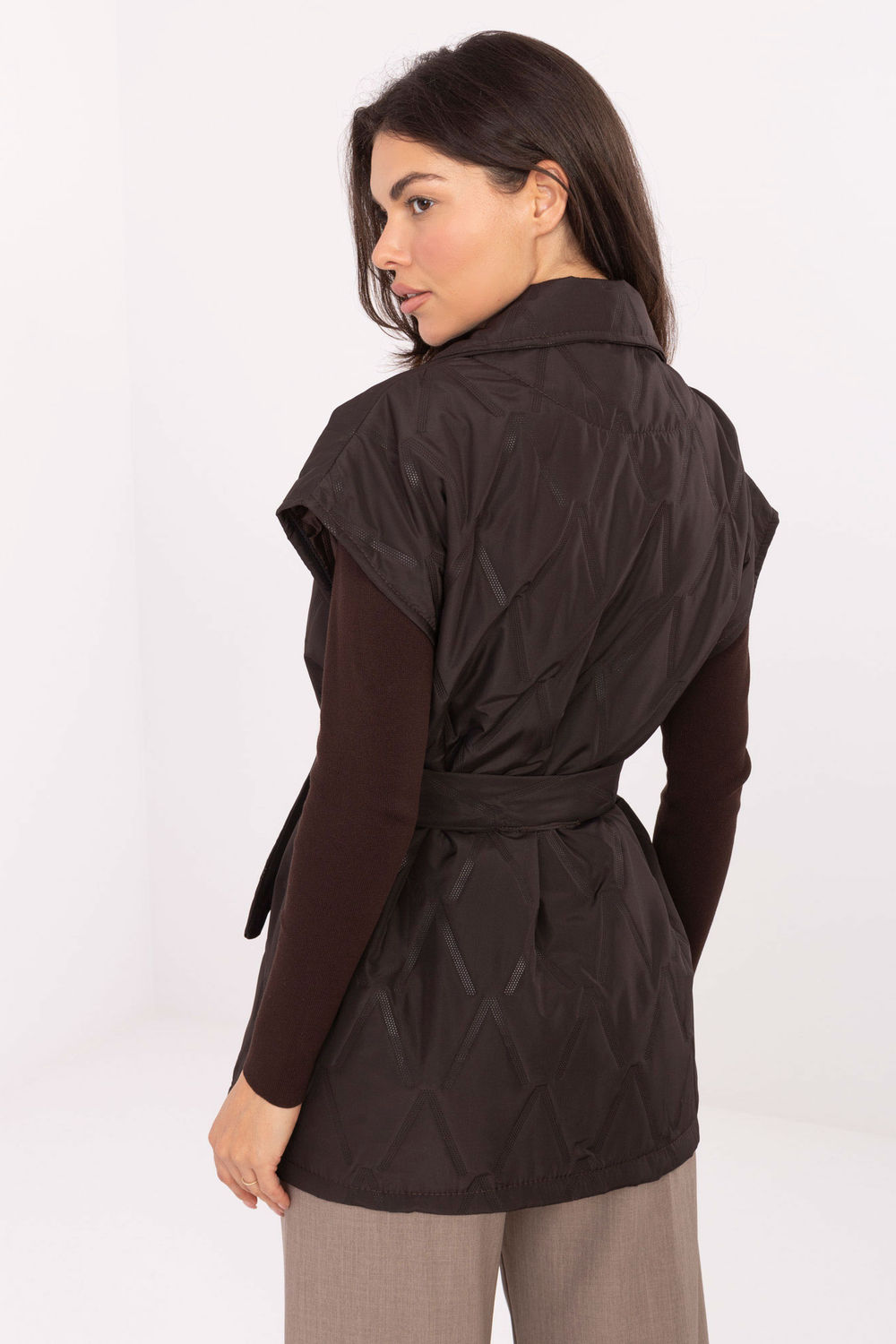 Kamizelka Model IT-KZ-FL9603.87 Dark Brown - Rue Paris217540 - Brązowy - obrazek 3