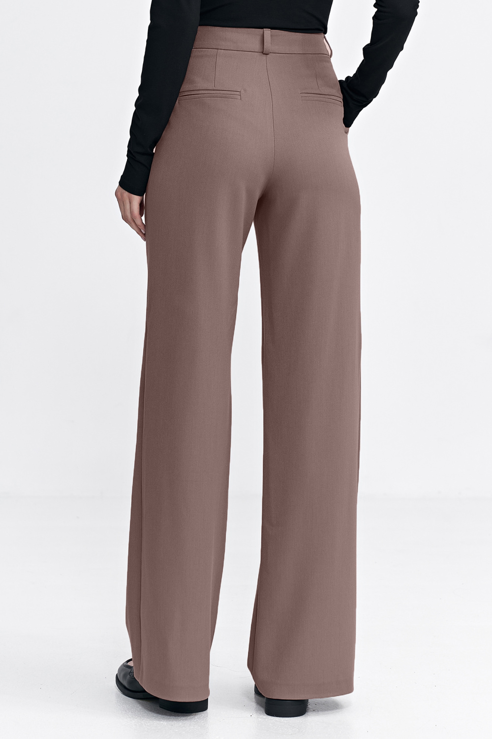 Spodnie z zakładkami wide leg SD127 Mocca - Nife217569 - Brązowy - obrazek 3