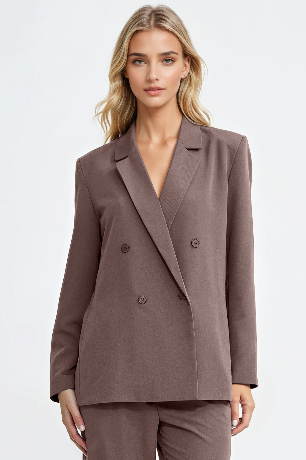 Marynarka oversize dwurzędowa Z88 Mocca - Nife217570 - Brązowy