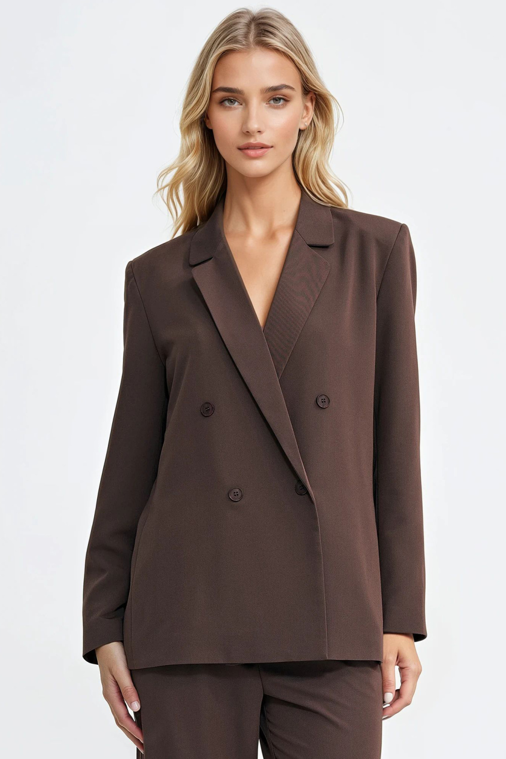 Marynarka oversize dwurzędowa Z88 Brown - Nife217571 - Brązowy