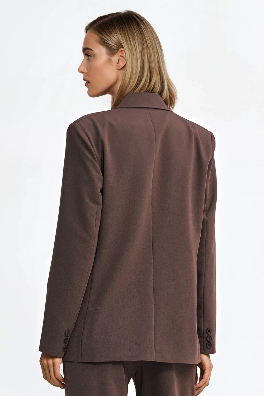 Marynarka oversize dwurzędowa Z88 Brown - Nife217571 - Brązowy - obrazek 3