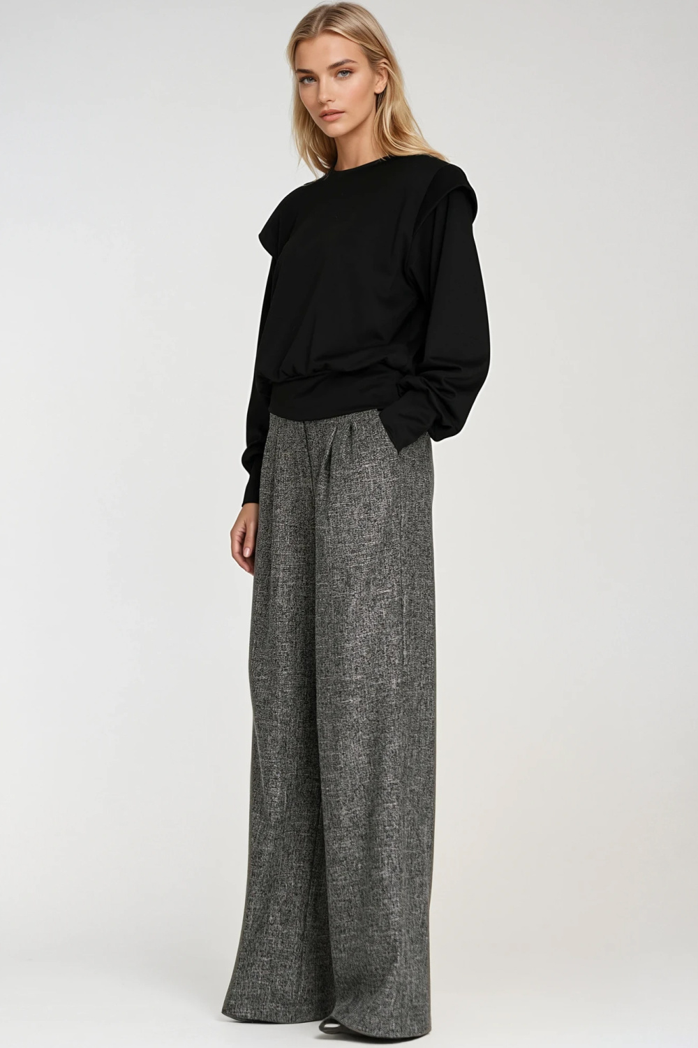 Bluza z wysokimi ściągaczami BL10 Black - Nife217576 - Czarny - obrazek 2