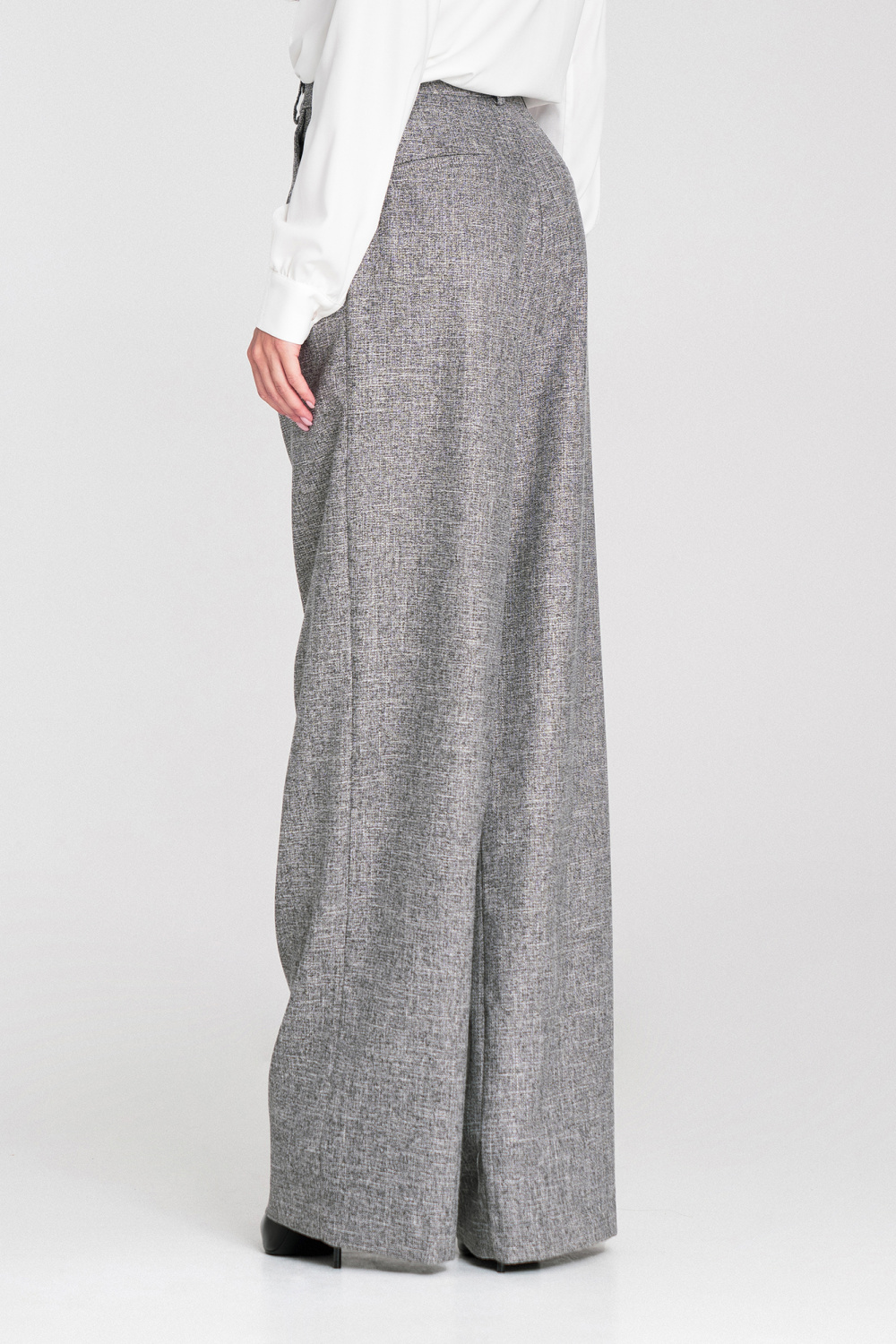 Spodnie z zakładkami wide leg SD116 Grey Melange - Nife217593 - Szary - obrazek 3