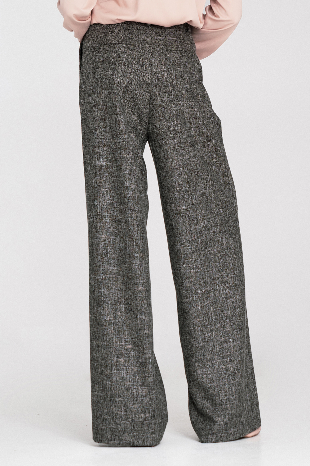 Spodnie z zakładkami wide leg SD116 Black Melange - Nife217594 - Czarny - obrazek 3