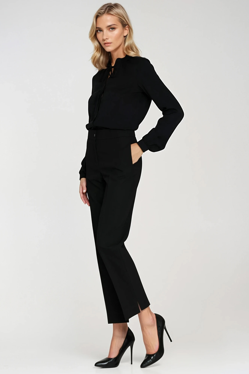 Spodnie Eleganckie spodnie 7/8 SD117 Black - Nife217600 - Czarny - obrazek 2