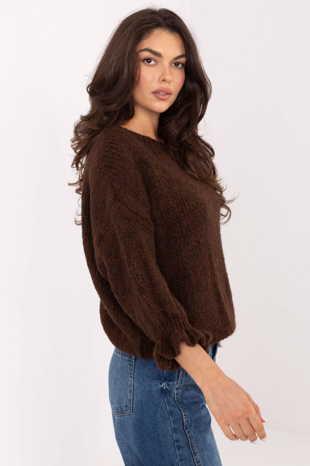 Sweter Damski Model MI-SW-2912.10X Dark Brown - Italy Moda218015 - Brązowy - obrazek 2