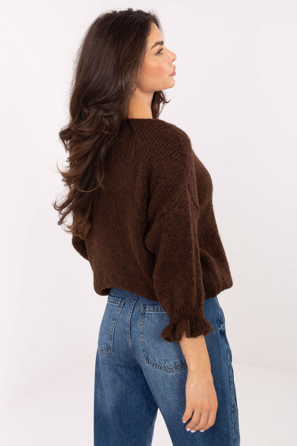Sweter Damski Model MI-SW-2912.10X Dark Brown - Italy Moda218015 - Brązowy - obrazek 3