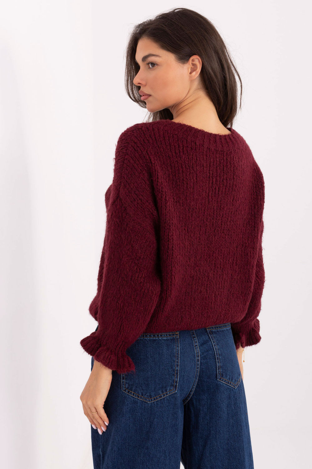 Sweter Damski Model MI-SW-2912.10X Bordo - Italy Moda218260 - Czerwony - obrazek 3