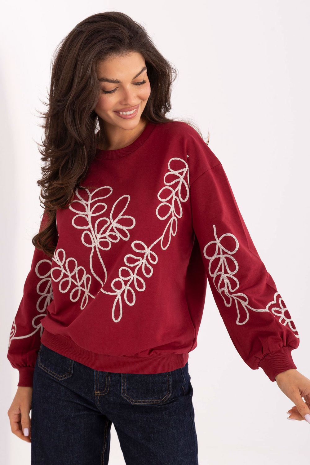 Bluza Damska Model RV-BZ-A175.02 Bordo - Relevance218385 - Czerwony