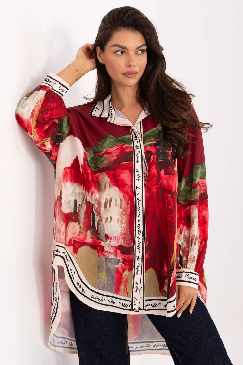Koszula Damska Model IT-KS-18729.12 Bordo - Rue Paris218392 - Czerwony