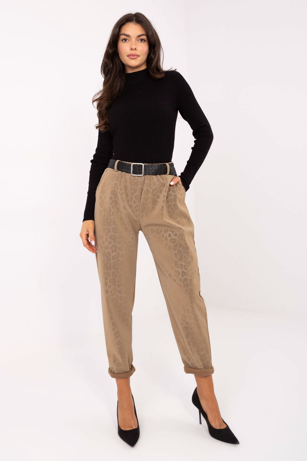 Spodnie Damskie Model IT-SP-242976.29P Camel - Italy Moda218446 - Brązowy