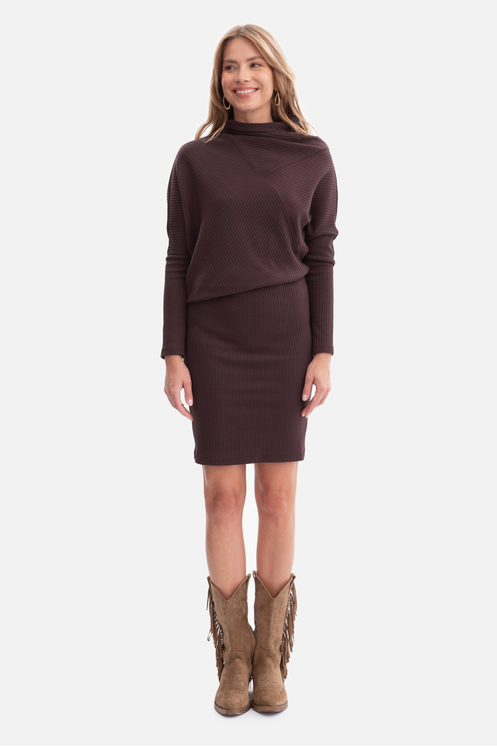 Sukienka Model B309 Gorzka Czekolada - BeWear218625 - Brązowy - obrazek 2