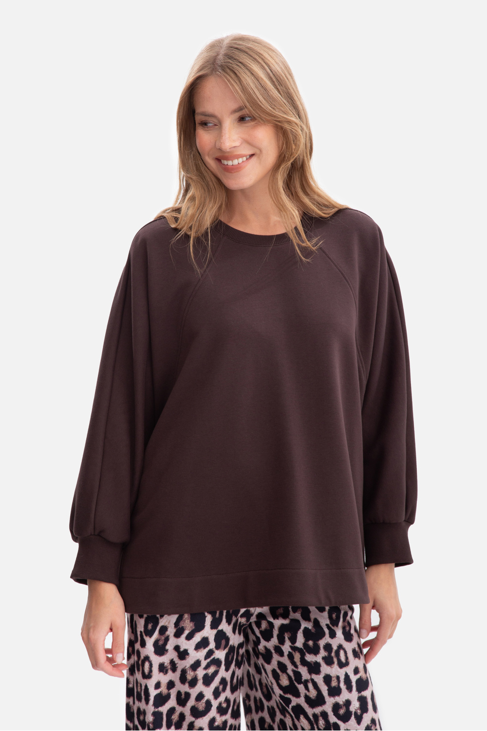 Bluza Damska Model B306 Gorzka Czekolada - BeWear218640 - Brązowy