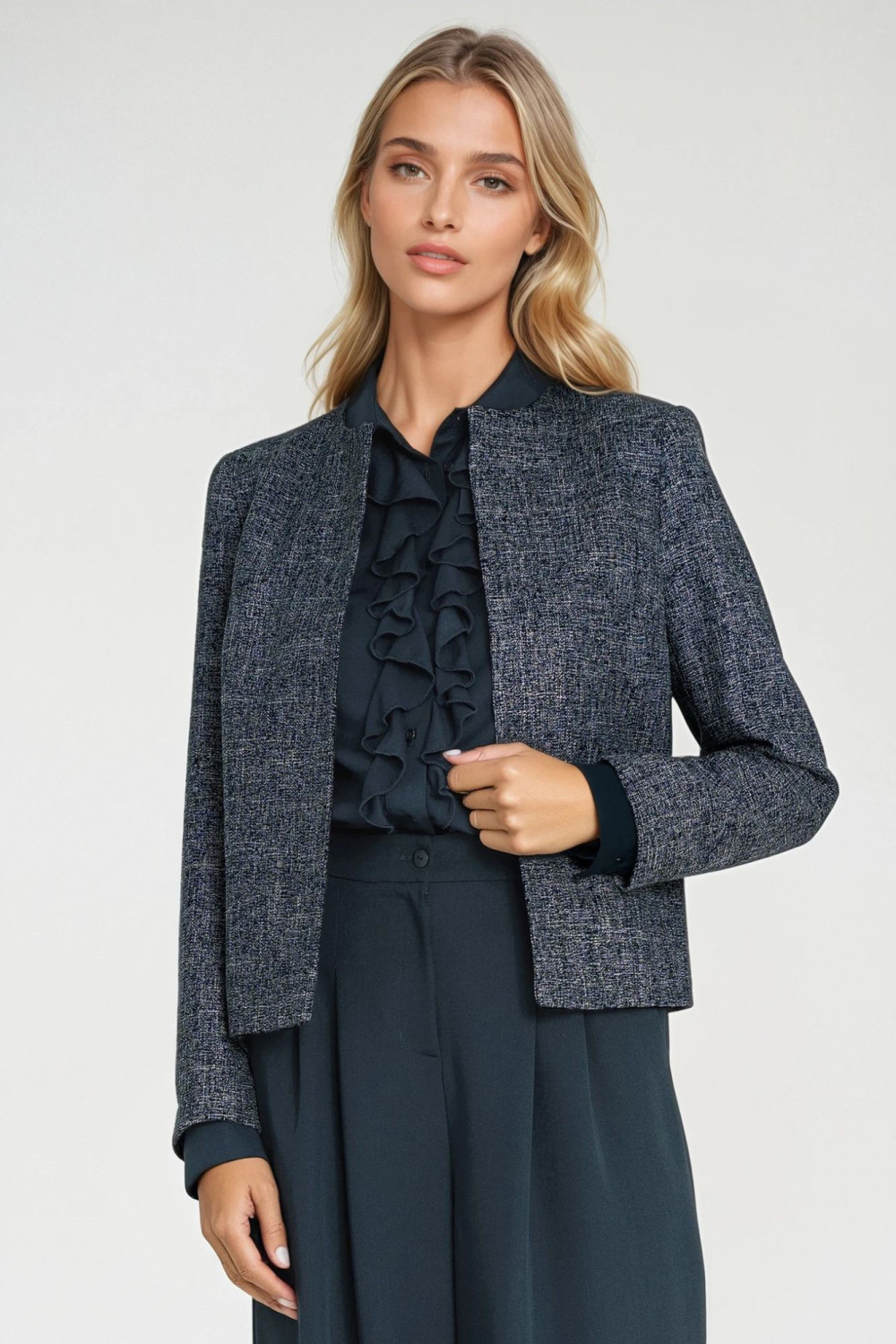 Żakiet typu chanel Z85 Navy - Nife218893 - Granatowy
