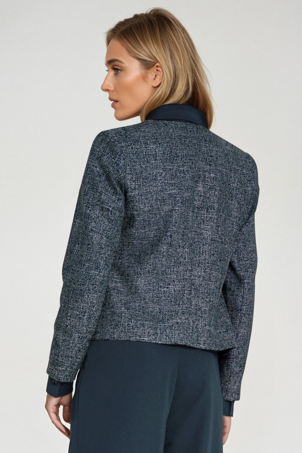 Żakiet typu chanel Z85 Navy - Nife218893 - Granatowy - obrazek 3