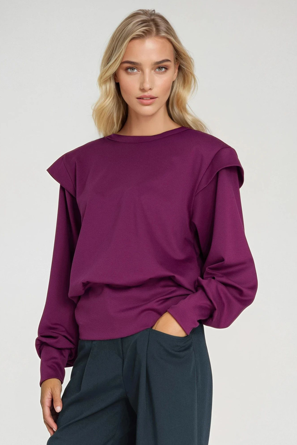 Bluza z wysokimi ściągaczami BL10 Purpura - Nife218900 - Fioletowy