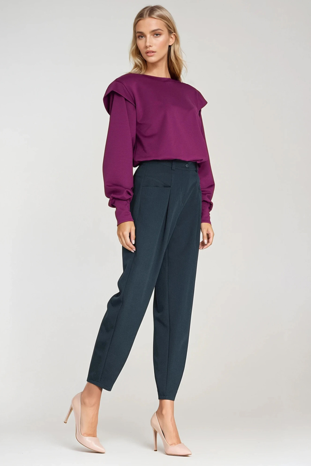Bluza z wysokimi ściągaczami BL10 Purpura - Nife218900 - Fioletowy - obrazek 2
