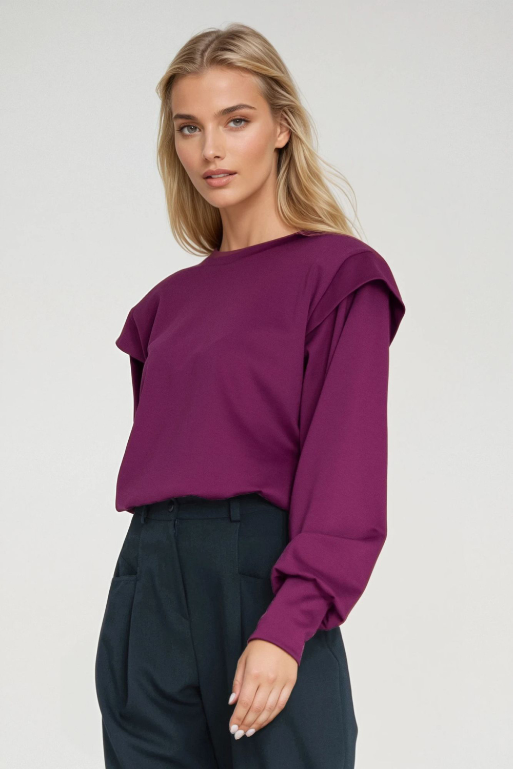 Bluza z wysokimi ściągaczami BL10 Purpura - Nife218900 - Fioletowy - obrazek 4