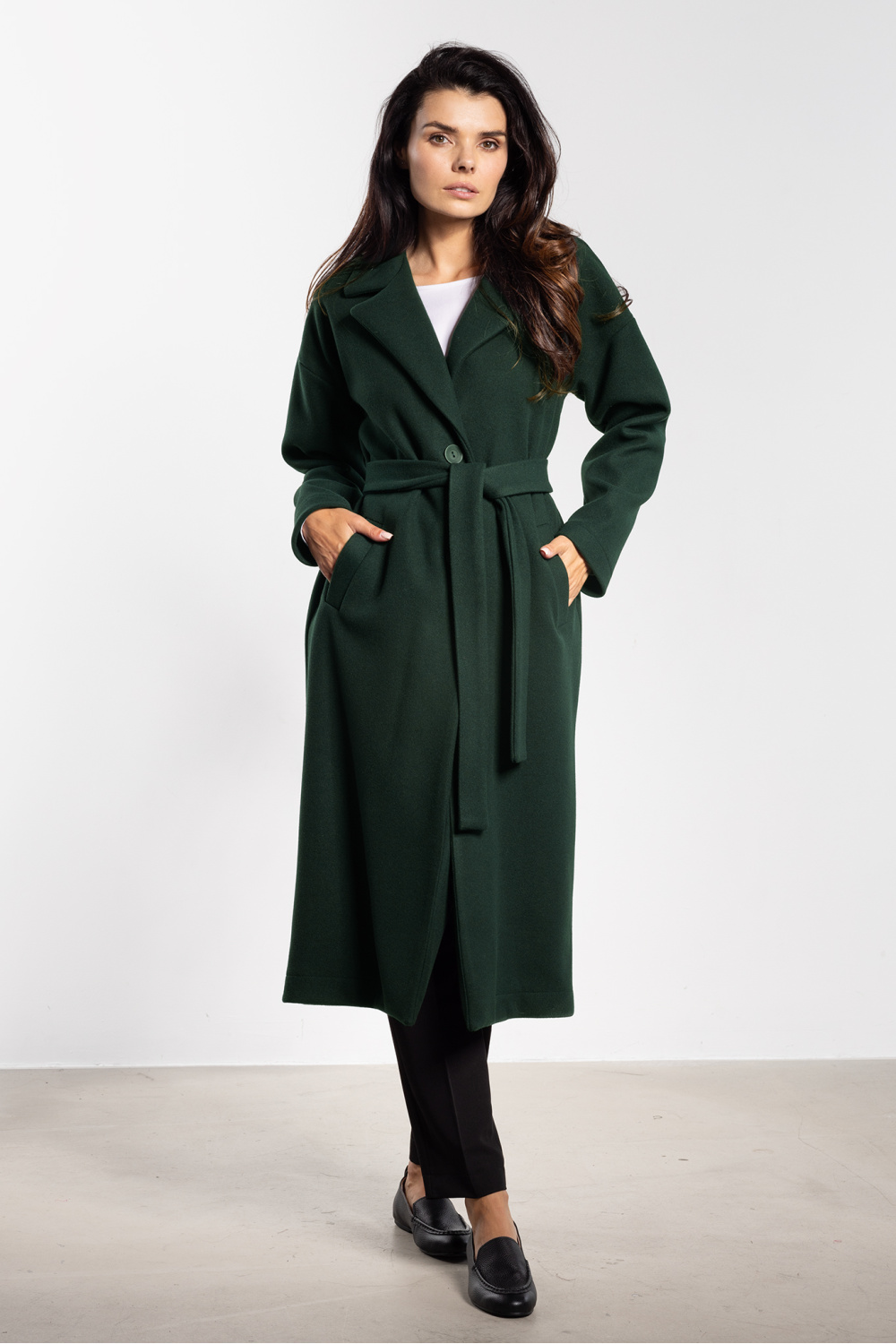 Płaszcz Damski Model A750 Bottle Green - awama218968 - Zielony