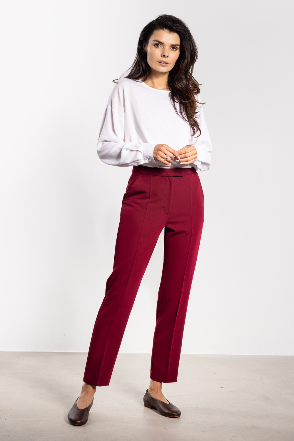 Spodnie Damskie Model A746 Claret - awama218976 - Czerwony