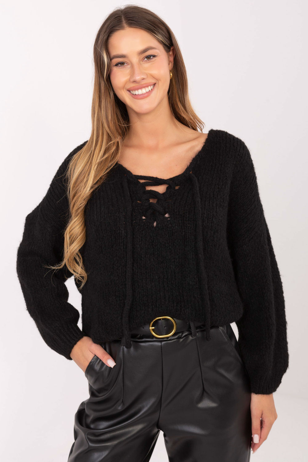 Sweter Damski Model MI-SW-0919.18 Black - Italy Moda219209 - Czarny