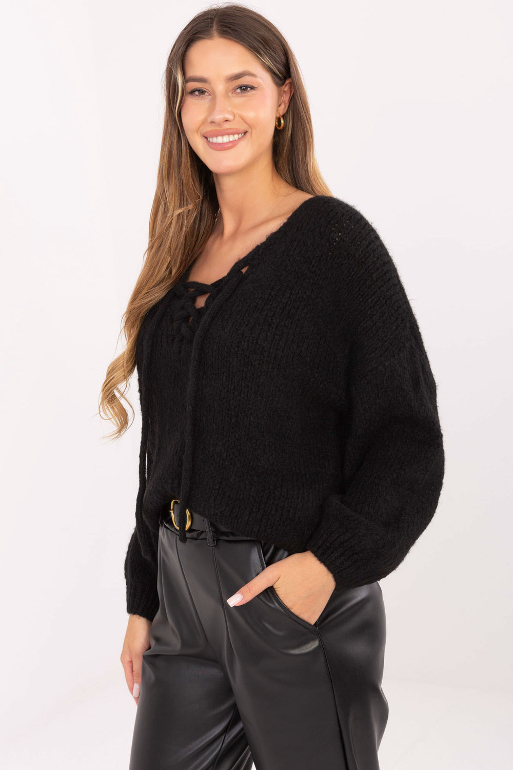 Sweter Damski Model MI-SW-0919.18 Black - Italy Moda219209 - Czarny - obrazek 2