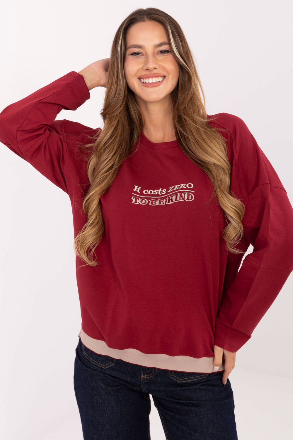 Bluza Damska Model RV-BZ-A907.08P Bordo - Relevance219440 - Czerwony