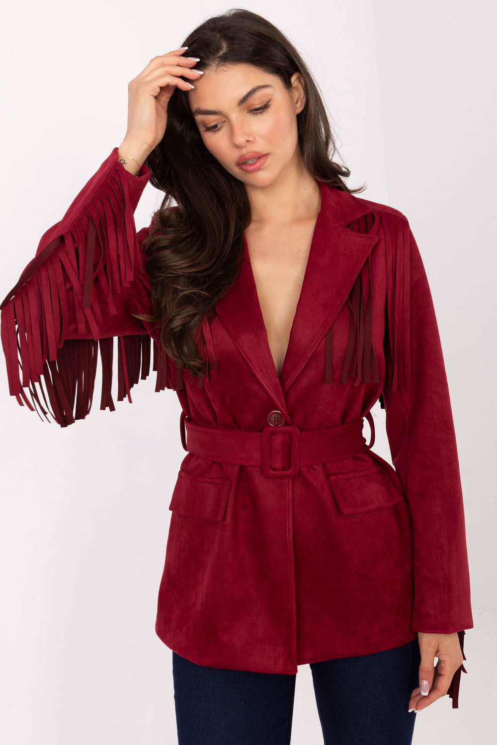Marynarka Model IT-PL-5792.33 Bordo - Rue Paris219622 - Czerwony