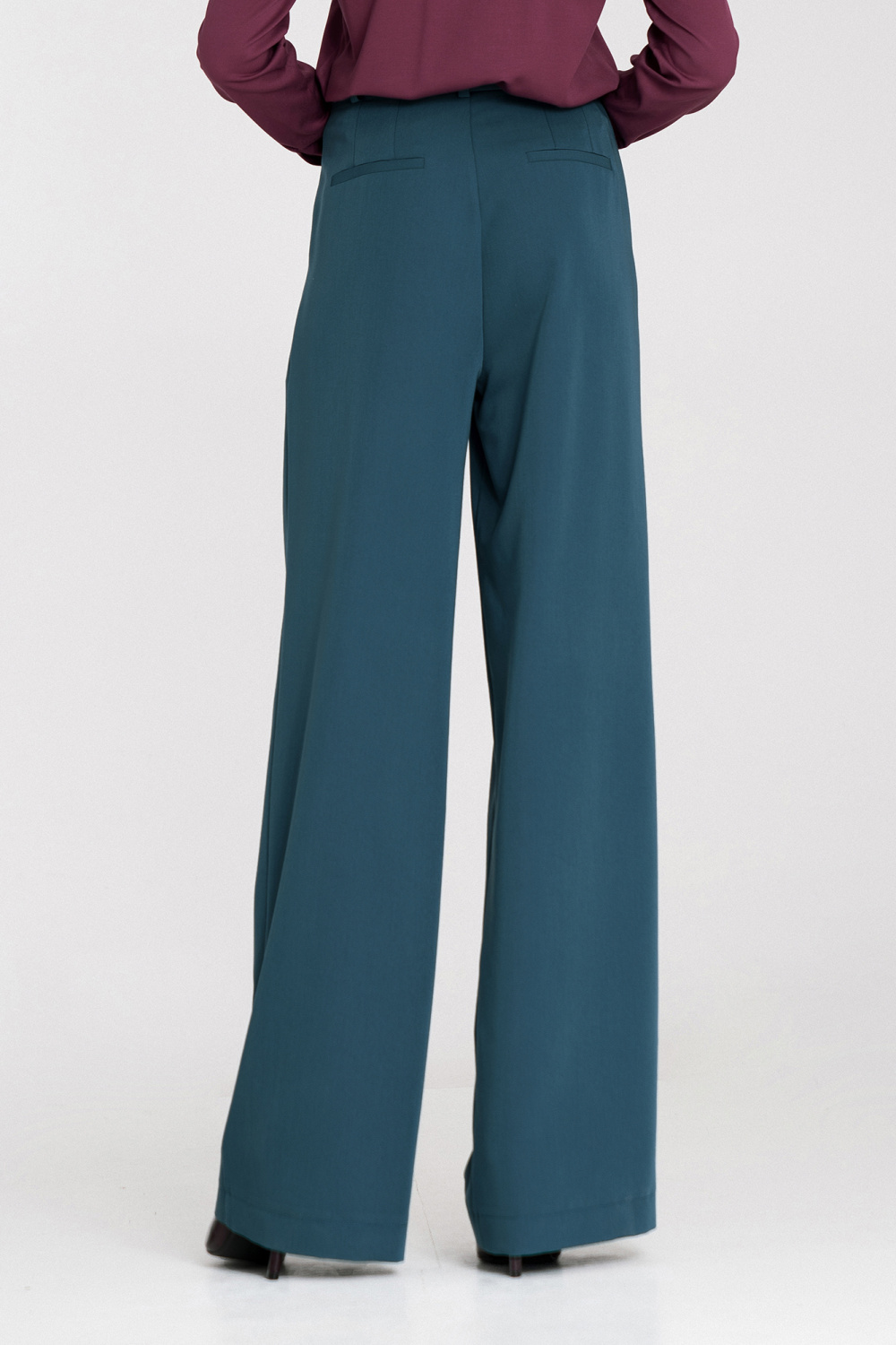 Spodnie z zakładkami wide leg SD122 Lazur - Nife219764 - Niebieski - obrazek 3