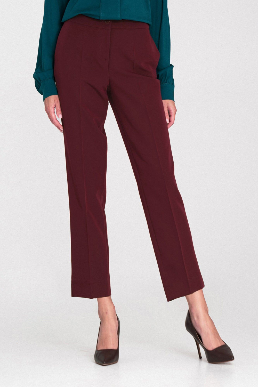 Spodnie Eleganckie spodnie 7/8 SD117 Bordo - Nife219766 - Czerwony