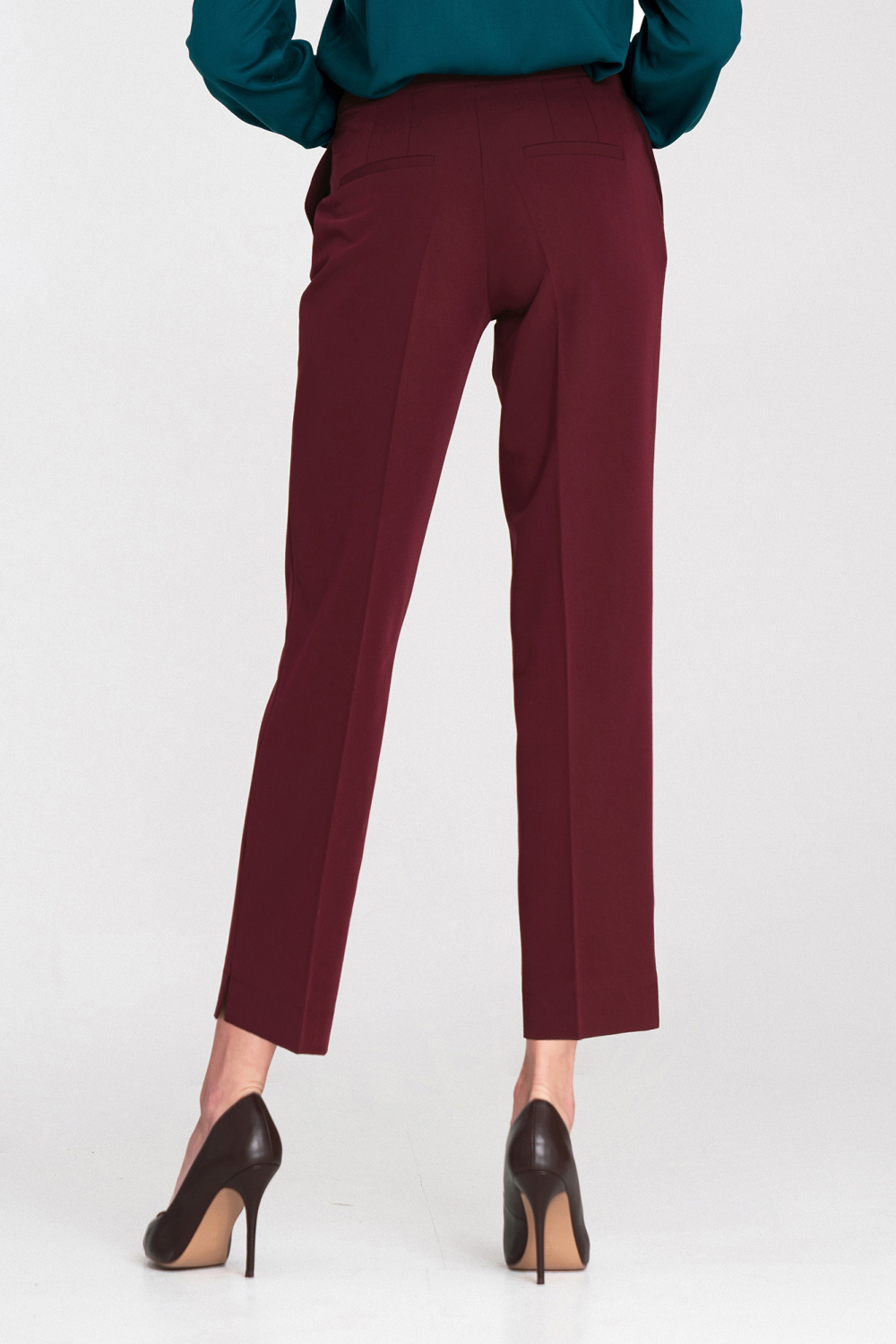 Spodnie Eleganckie spodnie 7/8 SD117 Bordo - Nife219766 - Czerwony - obrazek 3