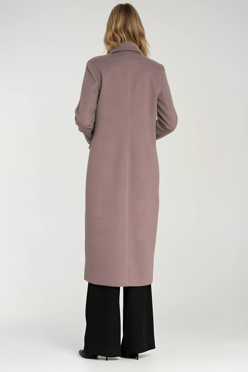 Elegancki płaszcz dwurzędowy PL25 Beige - Nife219782 - Beżowy - obrazek 3