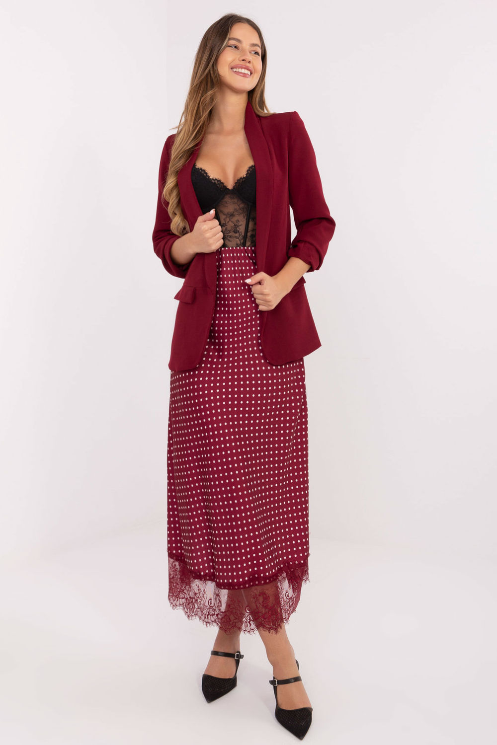 Spódnica Model MI-SD-4213.52 Bordo - Rue Paris219869 - Czerwony