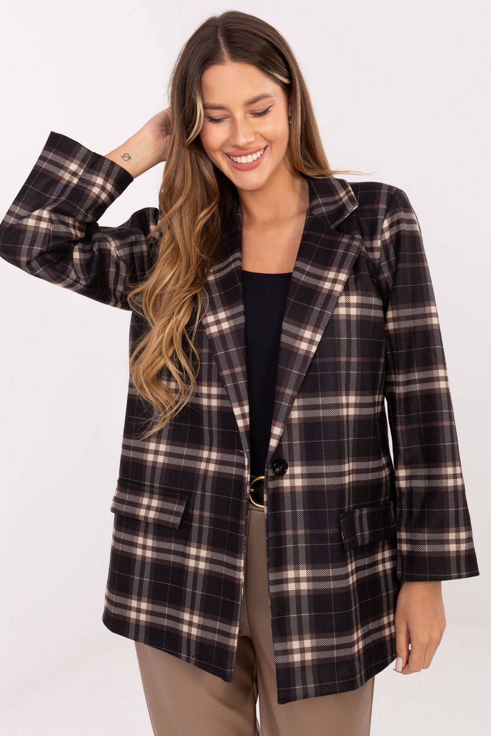 Marynarka Model IT-MA-21739.16P Black/Beige - Italy Moda220030 - Beżowy