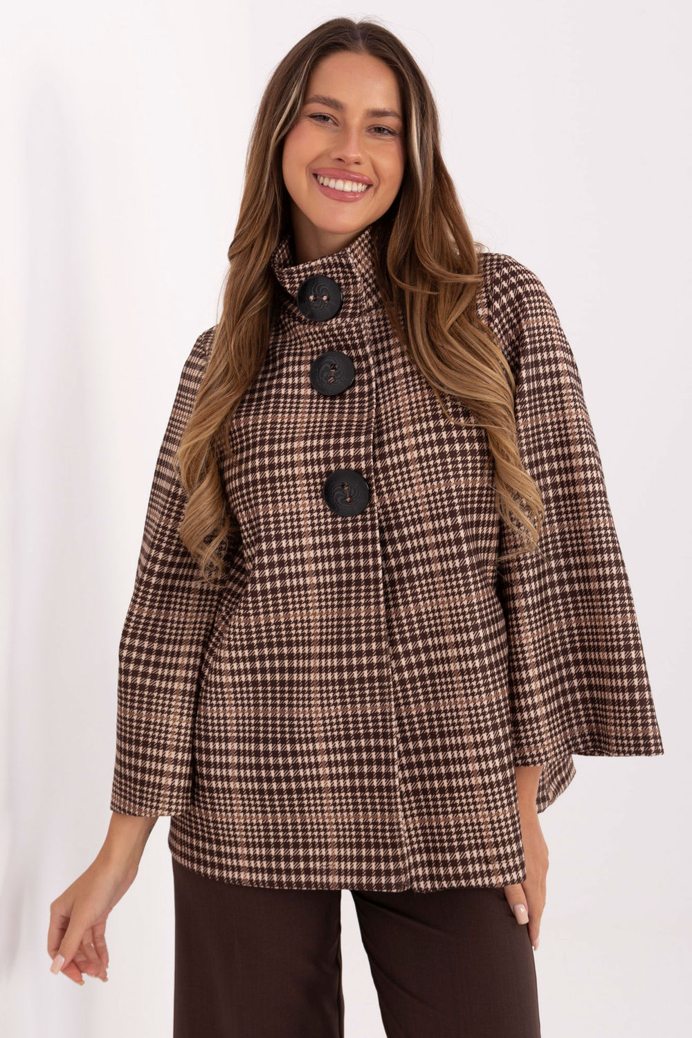 Płaszcz Damski Model IT-PL-31820.25 Brown - Italy Moda220320 - Brązowy