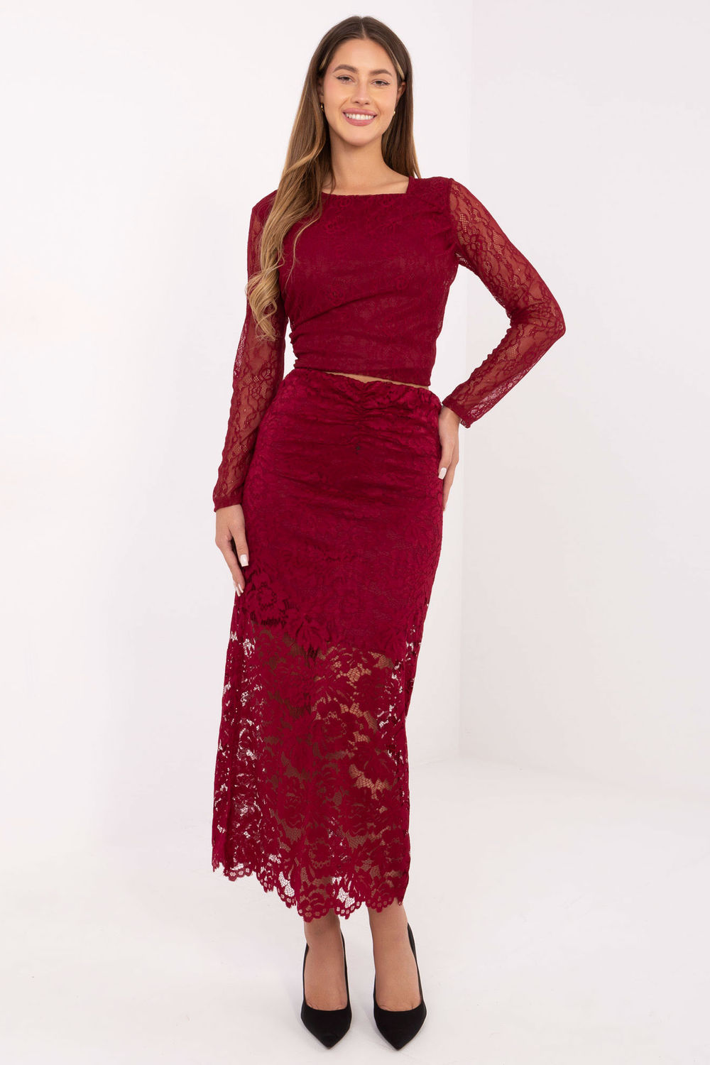 Spódnica Model MI-SD-G9137.16P Bordo - Italy Moda220326 - Czerwony
